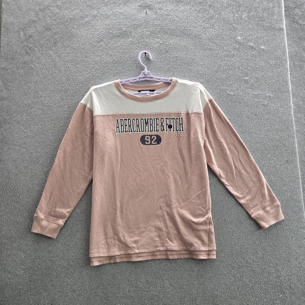 Abercrombie & Fitch Women Shirt LARGE Pink Colorblock Crew Neck Pullover NWT